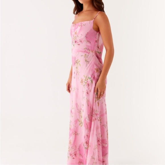 NWT Peppermayo Orlando Maxi Dress Pink Floral Cowl Neck Slip Dress Size 4 - Picture 6 of 6
